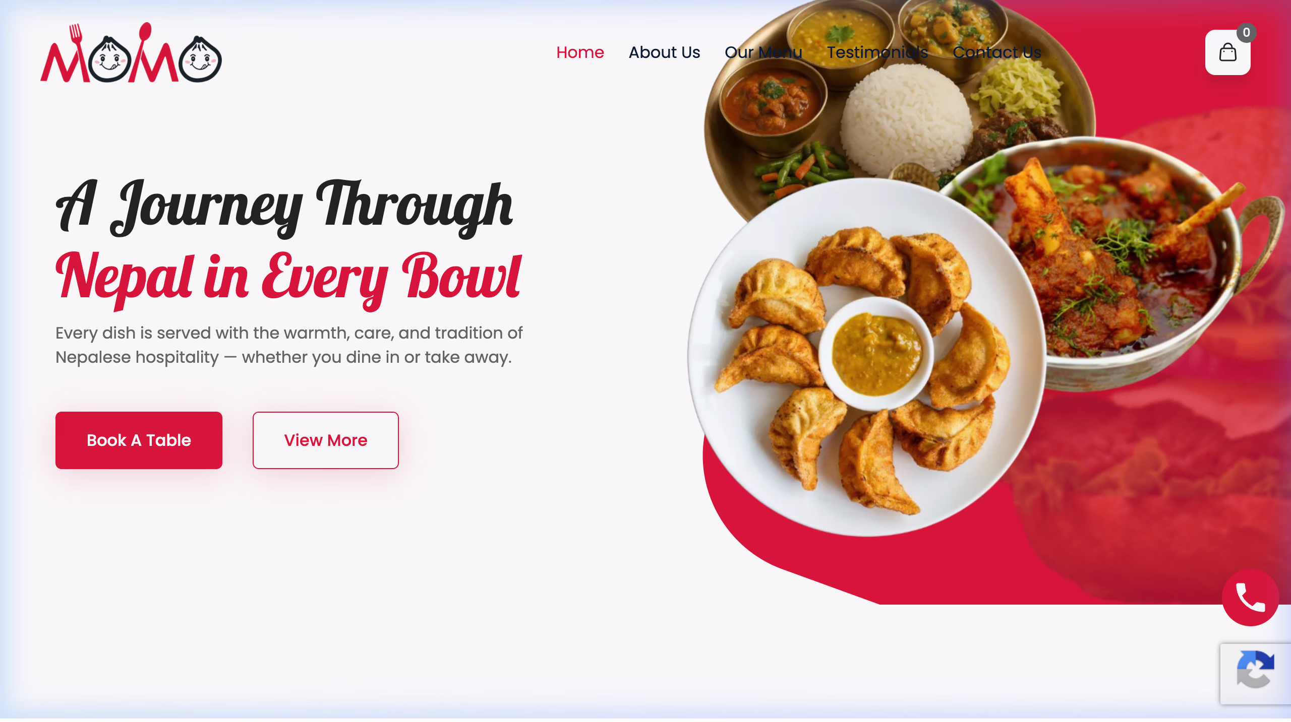 Momo Land restaurant website preview