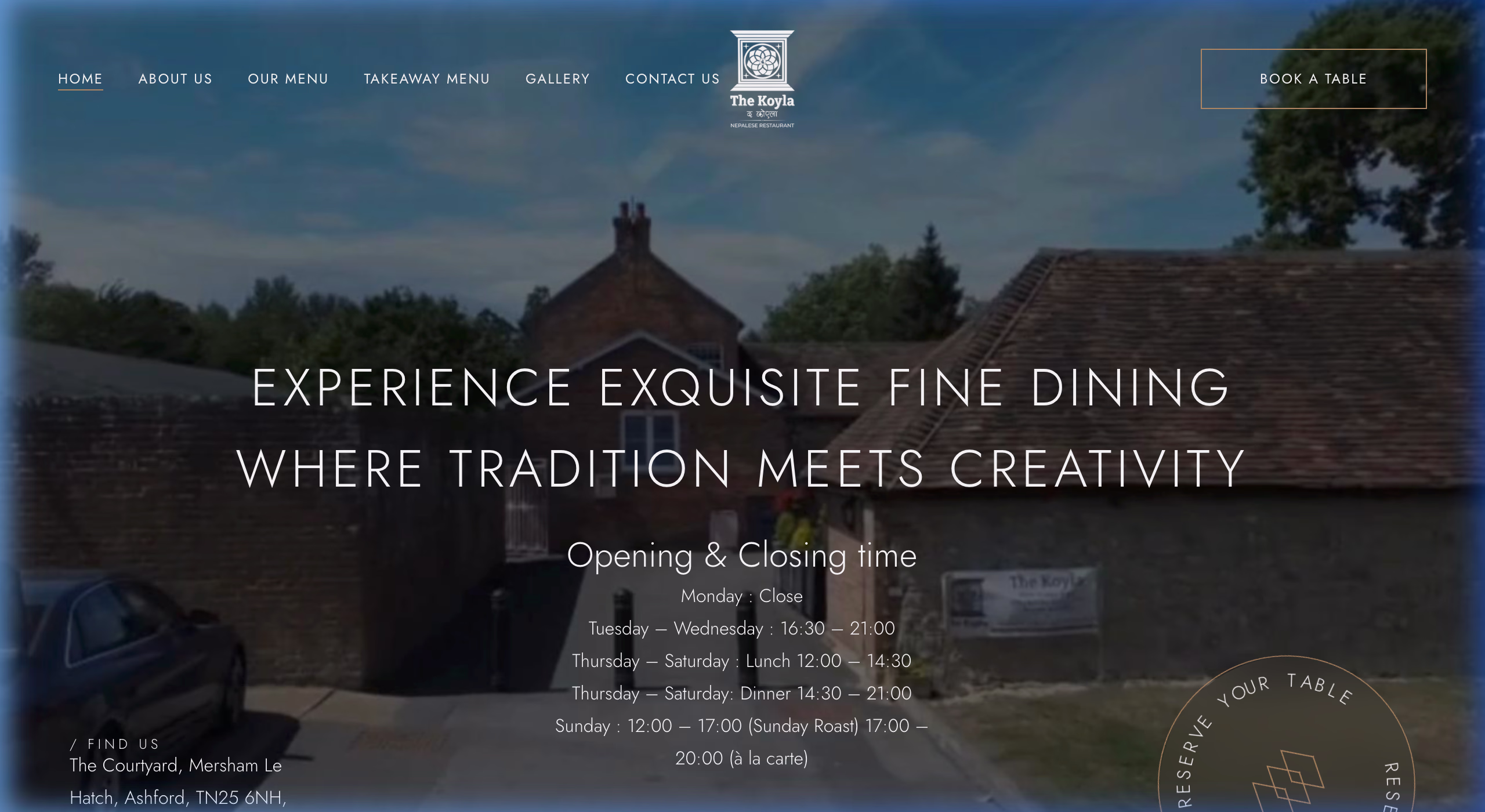 The Koyla restaurant website preview